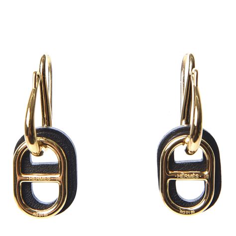 HERMES Swift O'maillon Earrings Black.